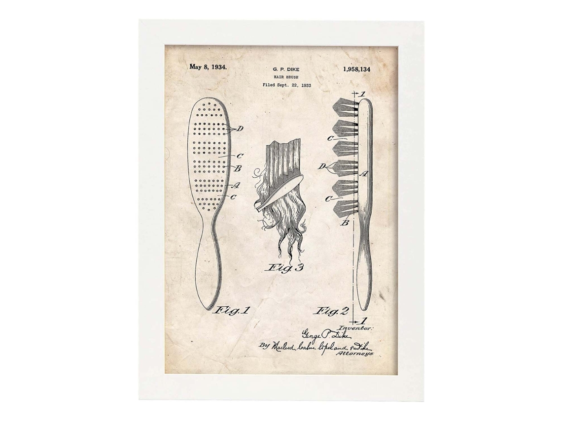 Póster NACNIC con Patente de Peine. con Diseño de Patente Antigua.