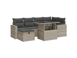 Maison Exclusive - Set De Sofás De Jardín 7 Pzas Con Cojines Ratán Pe Gris Claro
