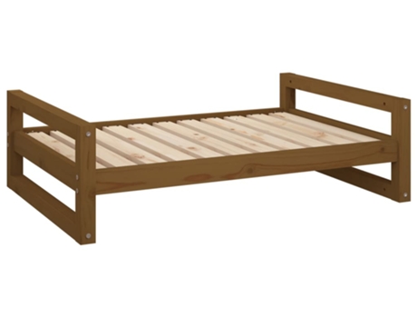 vidaXL Cama para perros madera maciza pino marrón miel 95,5x65,5x28 cm