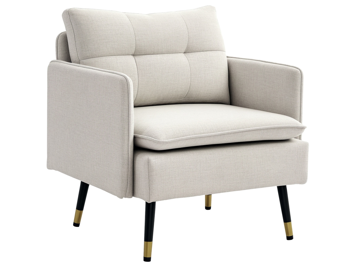 Silla Moderna De Lino, 76x68x80 Cm, Color Crema.
