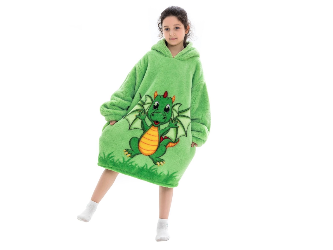 Sudadera Con Capucha Extragrande Para Niños, Franela Suave, Estampado De Dibujos Animados, Pijama, Talla Única