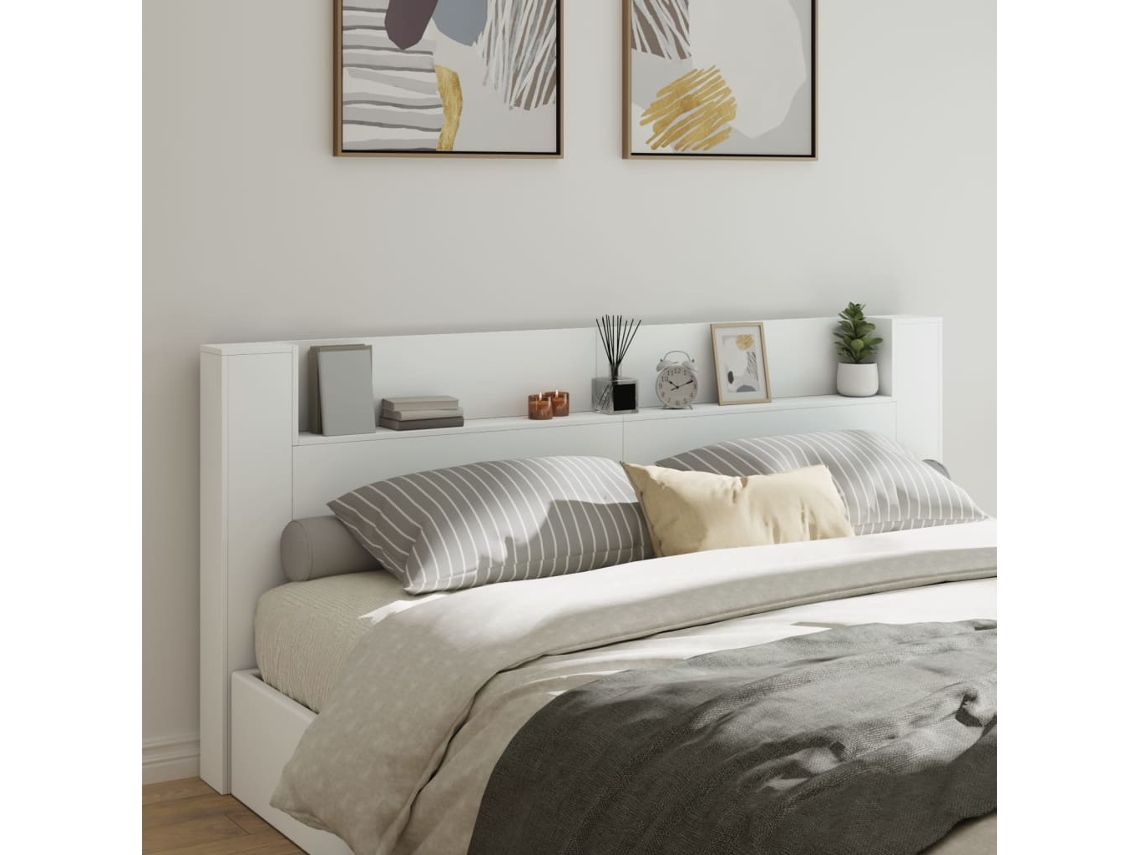 Cabecero De Cama Con Led Blanco 220x16,5x103,5 Cm