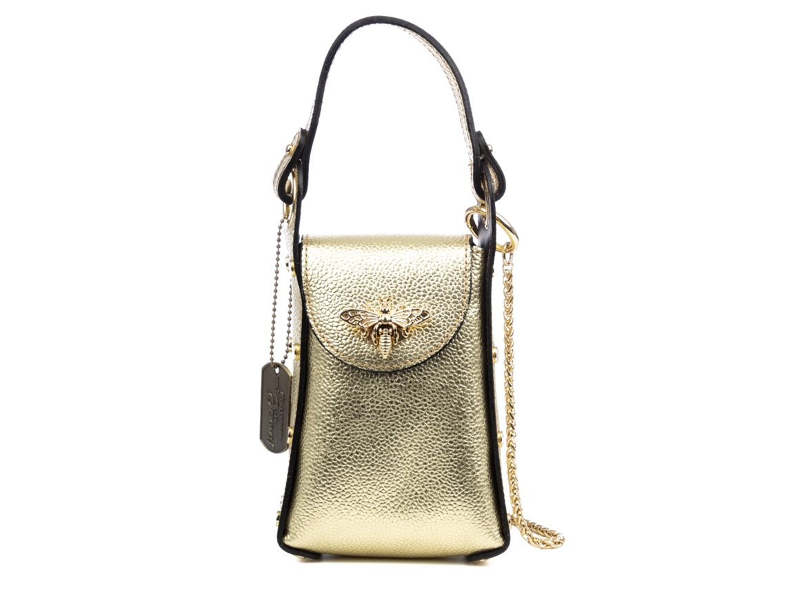 Alviano Bolso De Mano Mujer. Piel Auténtica Dollaro Acabado Lacado.