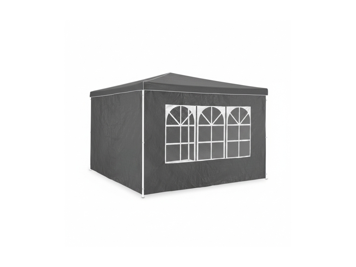 Relaxdays Set 2 Paneles Laterales Carpa, 2x3 M, Cortinas Cenador, Con Ventana, Impermeables, Lonas Cierre Pérgola, Gris