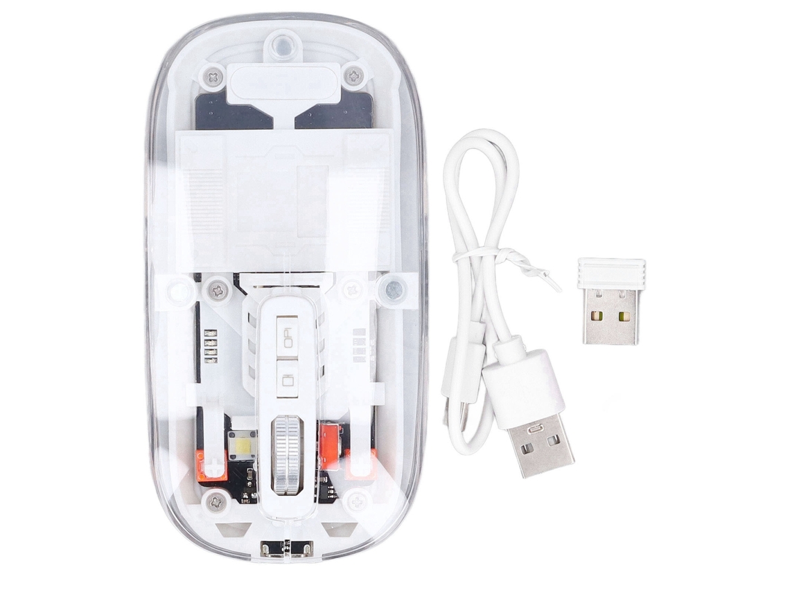 Ratón Inalámbrico Bluetooth De 2,4 Ghz Con 3 Modos, Transparente, Dpi Ajustable, Recargable, Silencioso, Para Pc, Portátil Y Tableta - Blanco