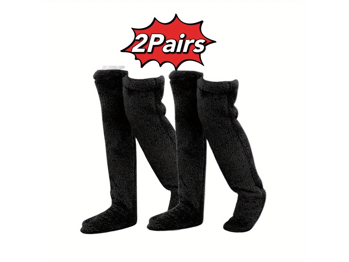 2 Pares De Calcetines Por Encima De La Rodilla, Calcetines Altos Cálidos De Invierno, Calentadores De Piernas Cálidos (negros) Cuich