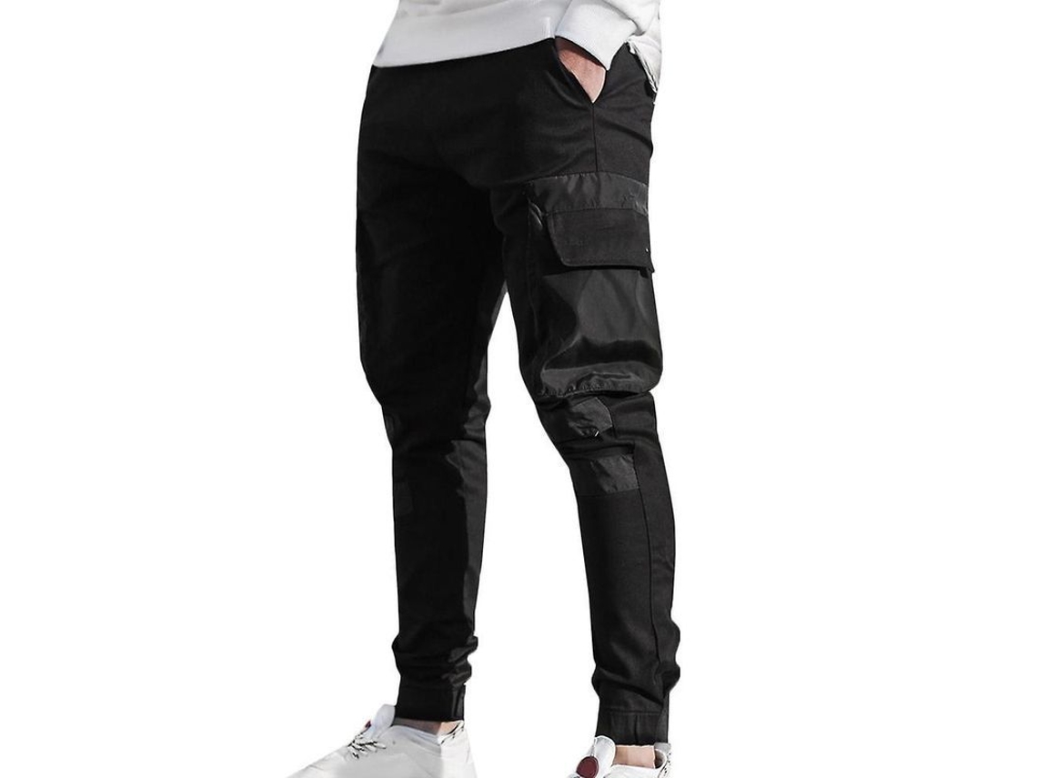 Calça Cargo Casual Masculina 2026, Calça Esportiva de Poliéster para Corrida, Tamanho G, Preta