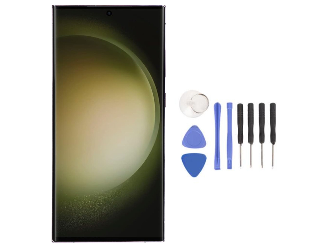 Conjunto De Digitador Táctil Oled Samsung Galaxy S23 Ultra Con Kit De Reparación De Huella Dactilar Morado