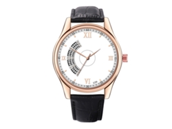 Reloj De Pulsera Para Hombre De Cuero Pu Moda Regalo Correa Blanco Negro