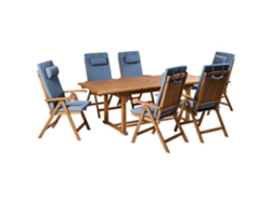 Conjunto De Refeição Com Cadeiras Beliani Java Premium De Madeira De Acácia Castanho 220x90x74