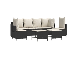 Maison Exclusive - Set De Muebles De Jardín 5 Pzas Y Cojines Ratán Sintético Negro