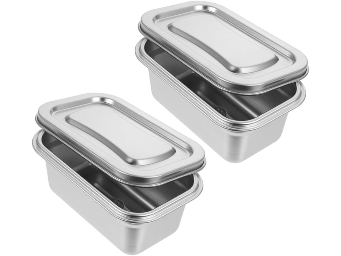 Tapa, Snack, Tea, 2 Recipientes De Acero Inoxidable Para Alimentos, Caja Para Congelador Con Tapa