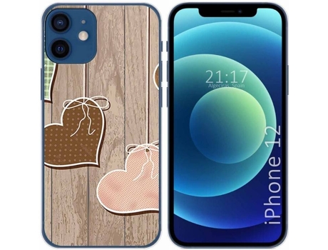 Carcasa iPhone 12 / 12 Pro (6.1) TUMUNDOSMARTPHONE Corazones Madera Multicolor