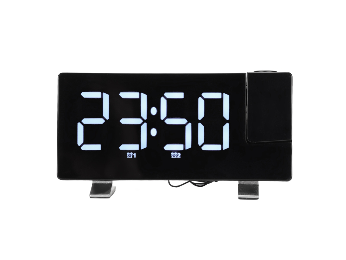 Reloj Despertador Digital Con Proyección De 180°, Usb, Para Dormitorio, Blanco Con Pantalla Led Grande.
