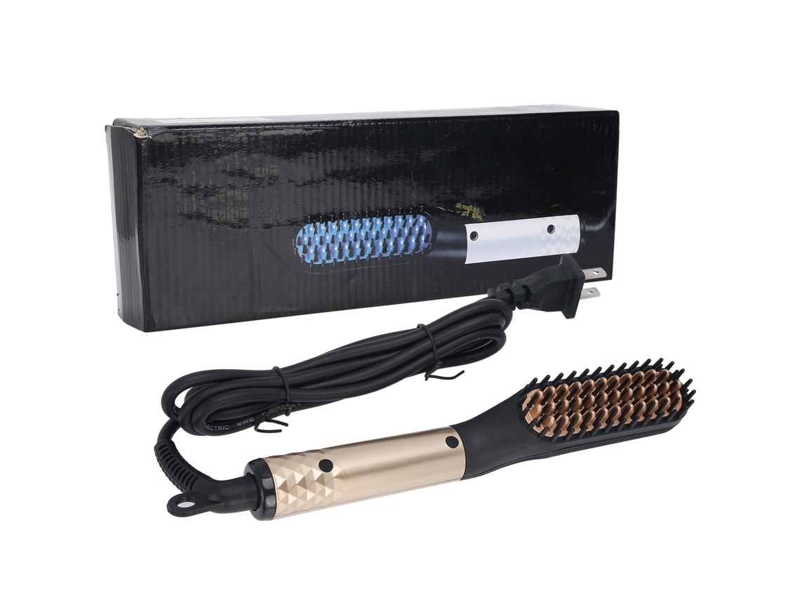 Peine Alisador De Barba Eléctrico Portátil De 110-240 V Con Enchufe Estadounidense, Revestimiento Cerámico E Iones Negativos.