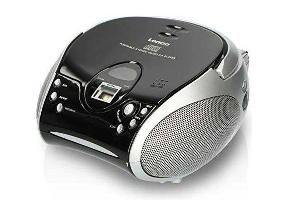 Lenco scd-24 boombox estéreo portátil con reproductor de cd programable y radio fm negro