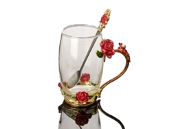 Juego de taza y cuchara de té de cristal, ideal para regalar. NEVEANCE