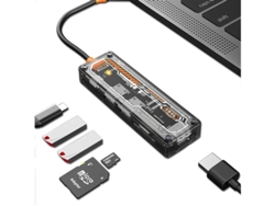 Concentrador USB C 6 en 1 con fuente de alimentación de 100 W, HDMI 4K a 60 Hz, USB 3.0, lector de tarjetas SD/TF, adaptador multipuerto transparente compatible con Macbook. Bestvite