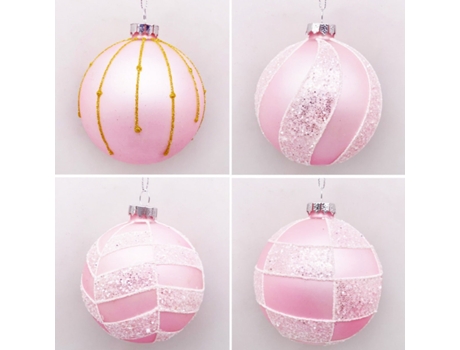 Set de 4 Bolas de Navidad Plateadas 8cm Bolas de Adornos de Árbol de Navidad