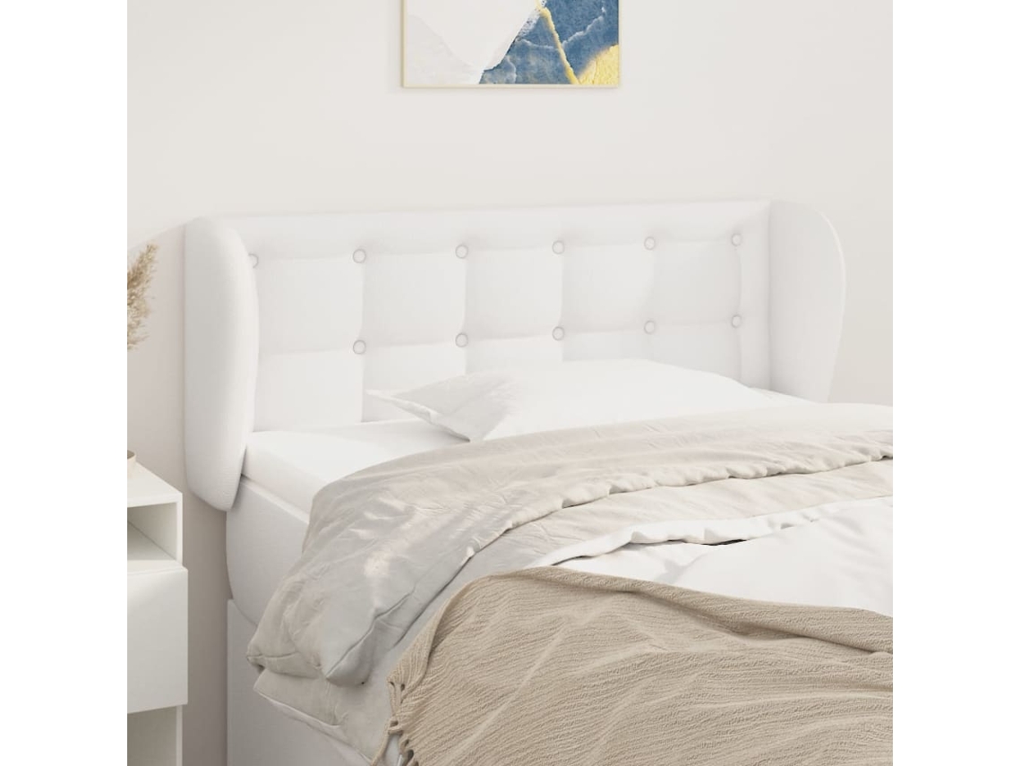 Cabecero De Cuero Sintético Blanco 83x23x78/88 Cm