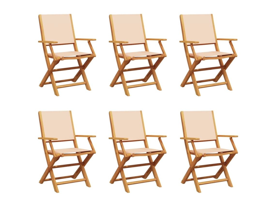 Maison Exclusive - Sillas De Jardín Plegables 4 Uds Madera Maciza Y Tela Beige