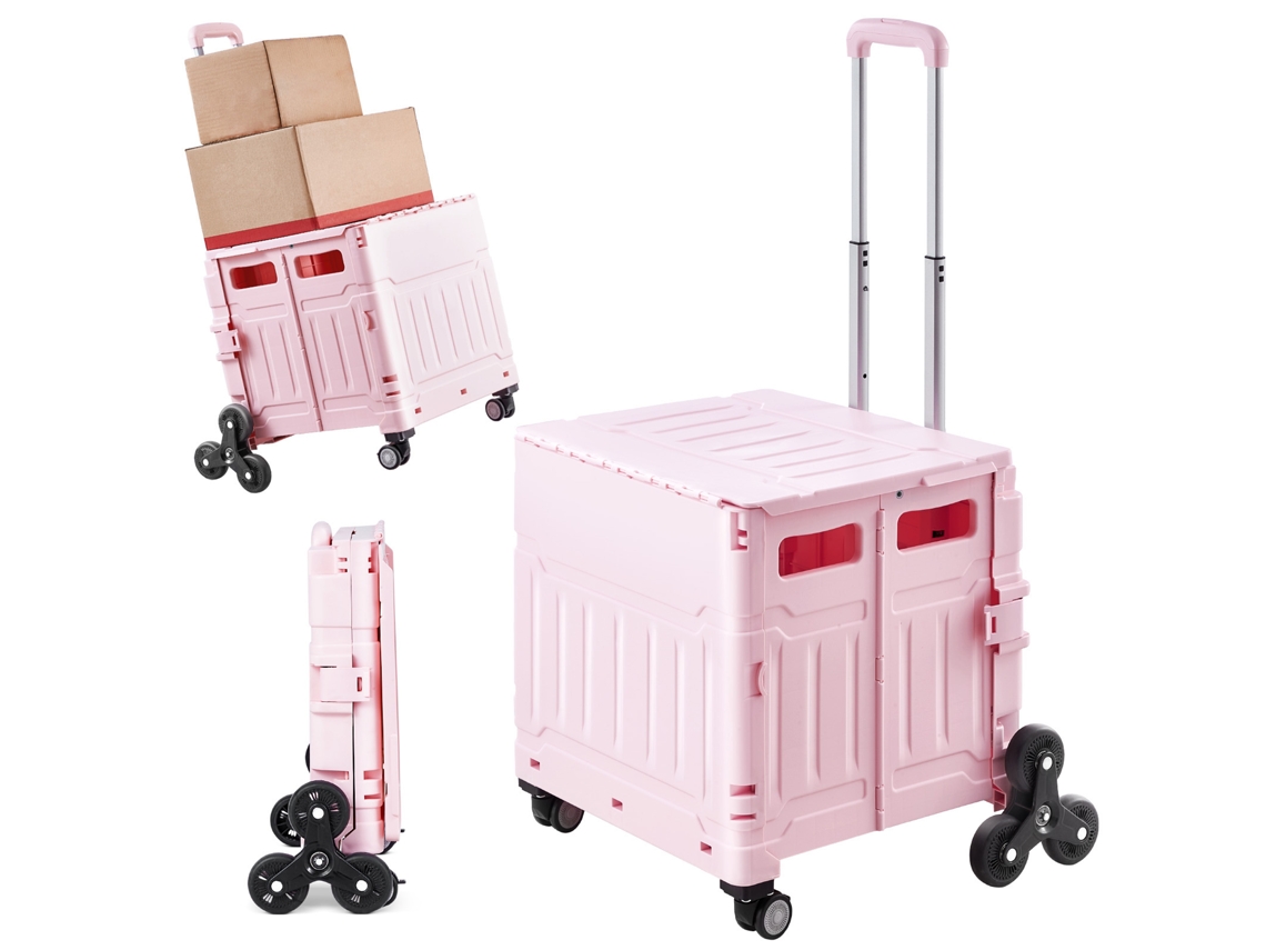 Carro de escalera plegable con ruedas Succebuy, caja de transporte plegable de 65 l