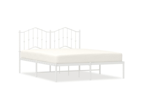 VIDAXL Estructura de cama con cabecero de metal blanco (135x190 cm)