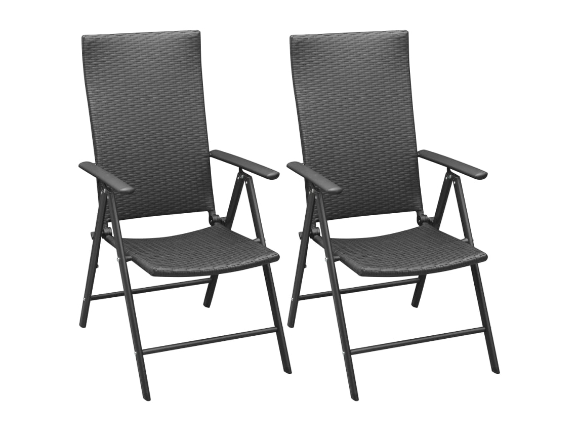 Sillas de jardín apilables de dos piezas DKD Home Decor en mimbre sintético negro