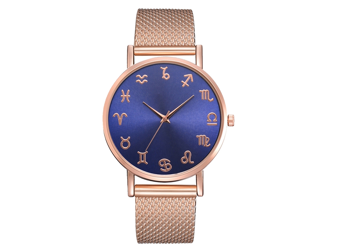 Relógio De Pulseira Casual Para Homens Com Mostrador Redondo Decorativo De Quartzo (ouro Rosa)