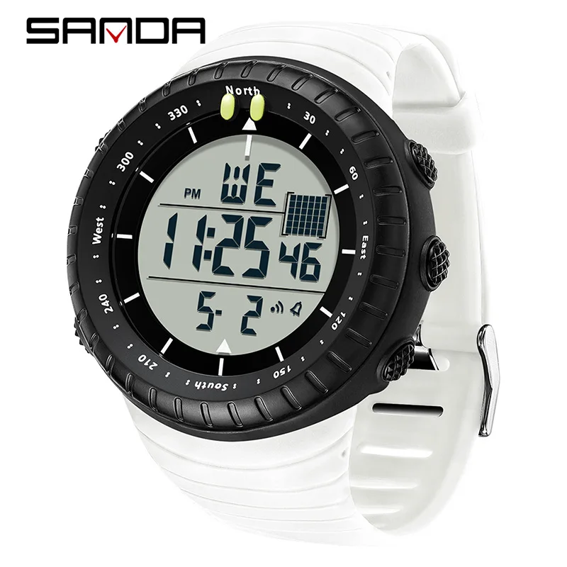 Reloj Digital Para Hombre (blanco), Resistente Al Agua Para Deportes Al Aire Libre, Esfera Grande, Alarma.