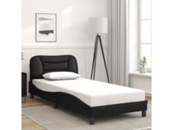 Estructura De Cama Sin Colchón Cuero Sintético Negro 90x190 Cm