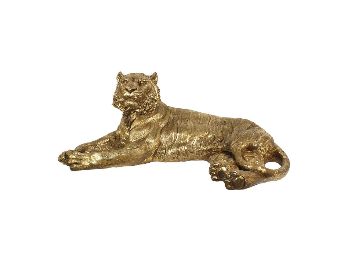 Tigre De Resina Acostado Figuras Animales Colección Dorado Signes Grimalt BY SIGRIS