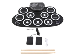 Rebe-batería Electrónica Rechargeable Usb Con Altavoces Duales, Pad De Práctica Enrollable Para Niños, Blanco