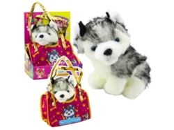 Peluche de perro husky en bolsa, blanco y gris, B.active