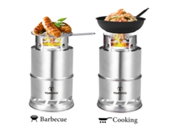 Estufa Portátil De Leña Para Camping Con Cenicero Y Parrilla, Ideal Para Acampar, Hacer Senderismo Y Barbacoas.