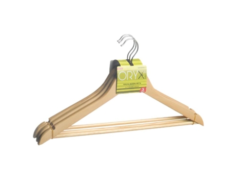 Juego perchas de madera recta 450 mm. (pack 3 piezas)