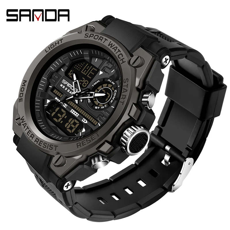 Reloj Deportivo De Cuarzo Para Hombre (negro), Doble Pantalla, Reloj De Pulsera Digital Electrónico Led.