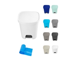 Papelera de plástico con apertura mediante pedal 25 litros | Papelera de reciclaje Mate 35x30x42 cm Blanca 25 Litros Bolsas de jardín202