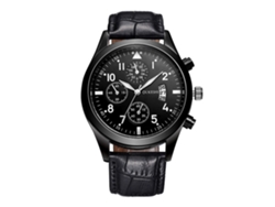 Reloj De Pulsera Hombre Estilo Simple Correa De Cuero Simil Analógico Con Fecha De Cuarzo