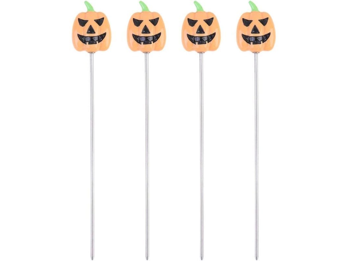 4 Piezas De Probador De Pasteles De Acero Inoxidable Con Forma De Cabeza De Calabaza, Herramienta Para Pasteles Para Galletas, Muffins Y Cupcakes