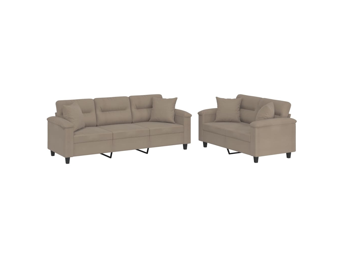 Maison Exclusive - Juego De Sofás Con Cojines 2 Piezas Tela Microfibra Gris Taupe