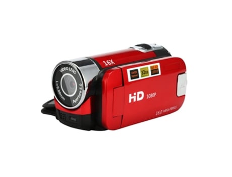 Filmadora Pantalla LCD de 2,7 pulgadas Zoom digital 16X Hd Portátil Rojo Enchufe de la UE