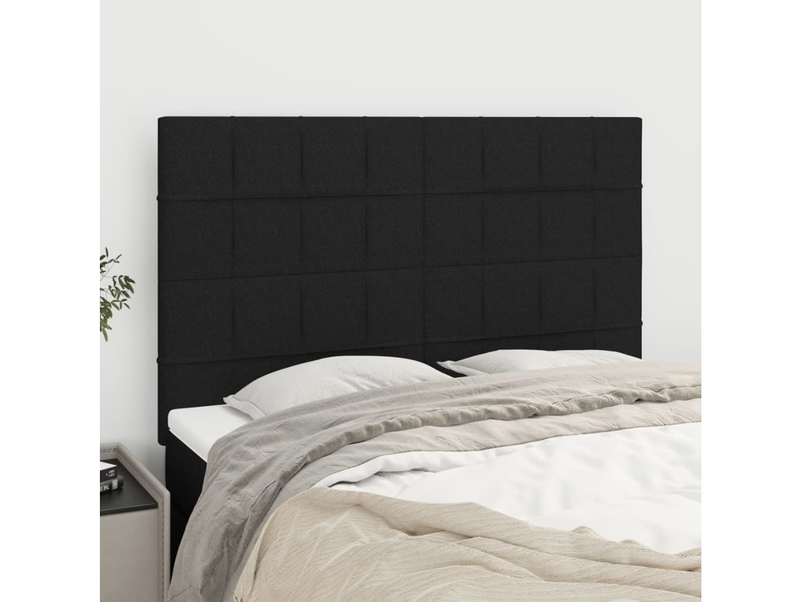 4 Piezas Cabecero De Cama Panel De Cabecera De Tela 72x5x78/88 Cm Negro Lovely Home
