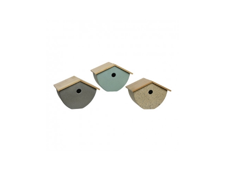 Casita para pájaros. fabricada en bamboo. colores surtidos 28,5x18x21cm | Elektro3