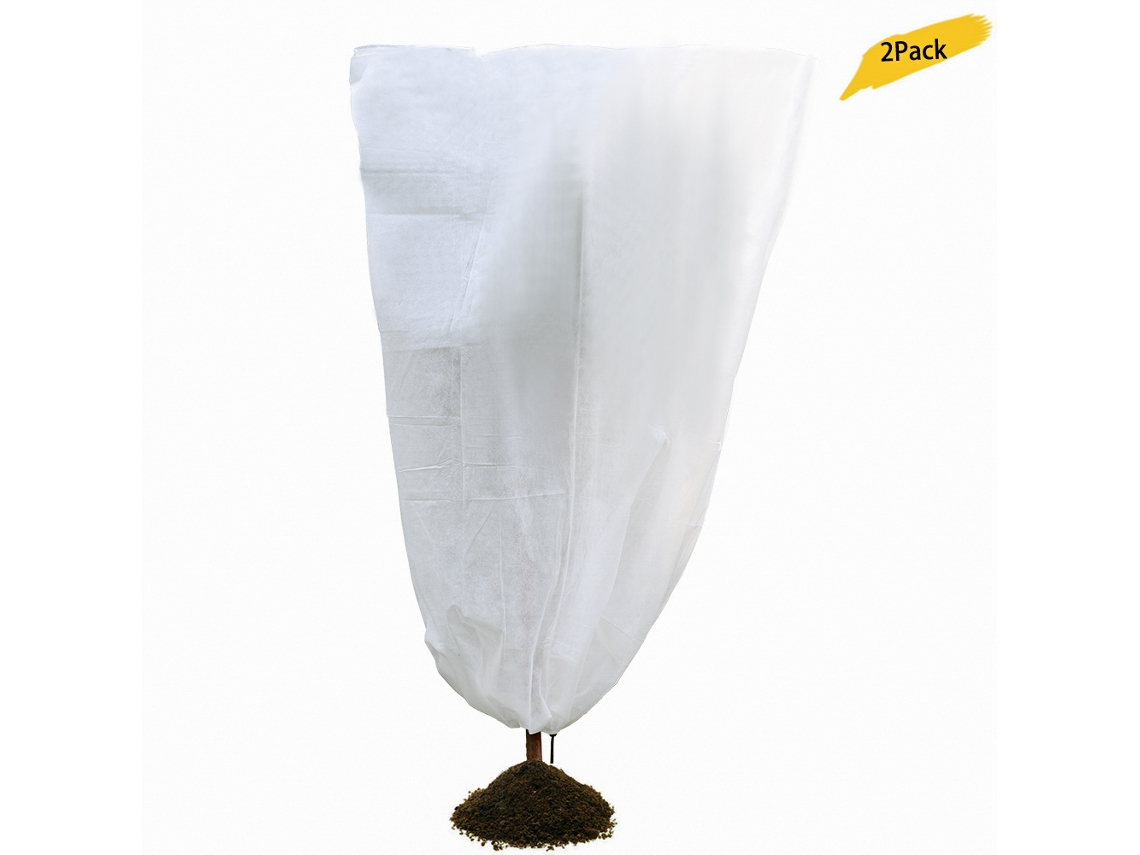 2 fundas reutilizables de amplia apertura para plantas con cordón blanco.