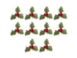 30 Cerezas Artificiales De Acebo Con Hojas Verdes Y Cerezas Doradas Para Decoración Navideña Y Festiva.