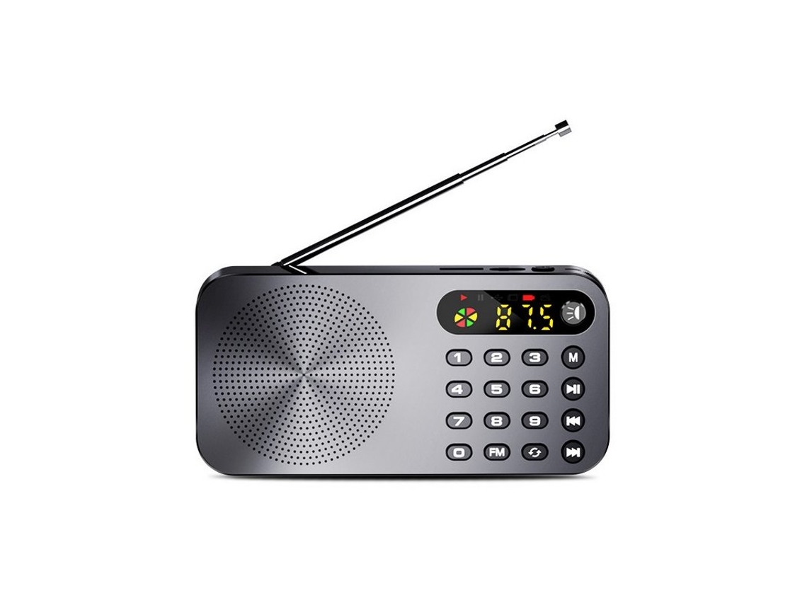 Radio Q6 Multifunción Fm 3600mah Batería recargable Led Pantalla digital gris