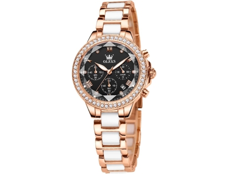 VEANXIN Reloj mecánico automático para mujer Diseño hueco en oro rosa(Negro/Oro rosa)