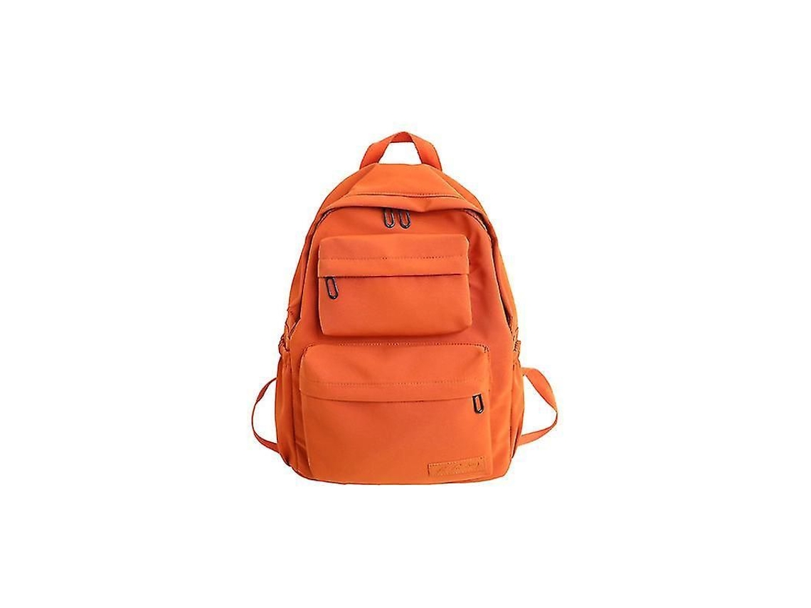 2026-mochila Mujer Nylon Impermeable Casual De Color Solido Para Adolescentes Con Gran Capacidad, Naranja