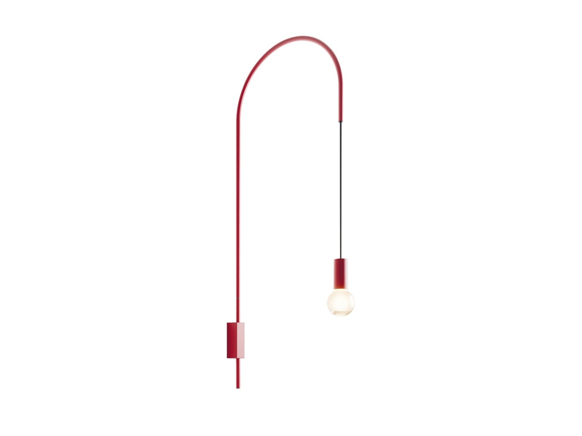 Lámpara de pared Zafferano Filo, giratoria 200°, metal pintado, casquillo E27 (bombilla de 60 W máx. incluida), altura 110 cm - Roja